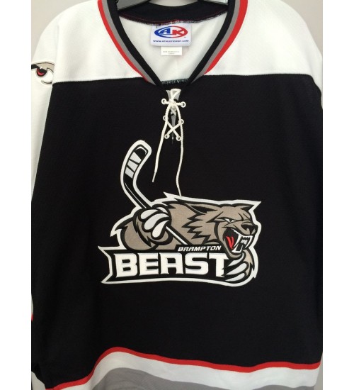 Custom ECHL Brampton Beast Authentic Hockey Jersey Away Black